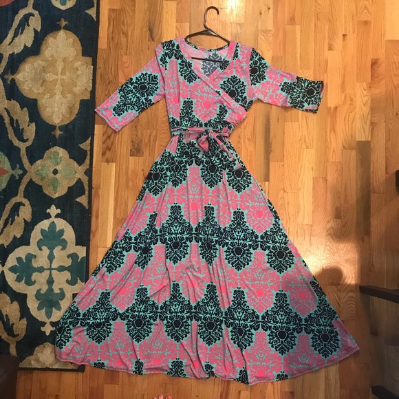 Dresses & Skirts - Print sash tie wrap maxi dress